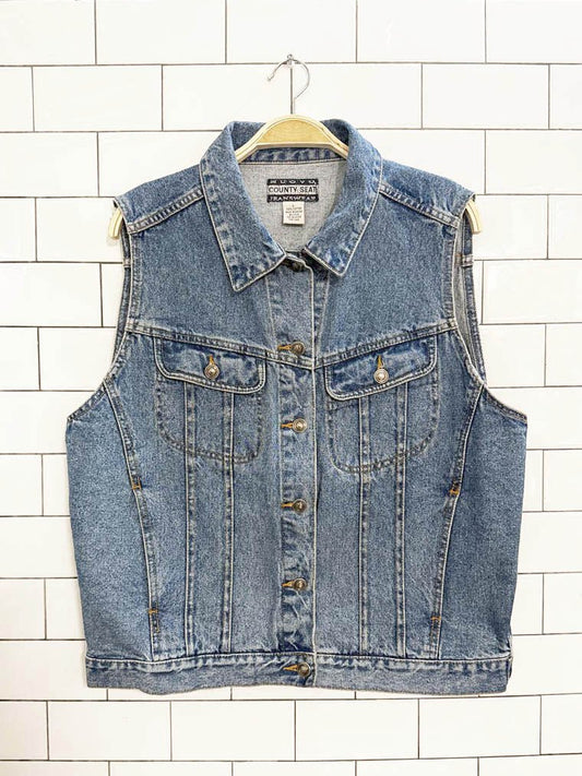 vintage 90s nuovo jeanswear denim vest | county seat - good market thrift store