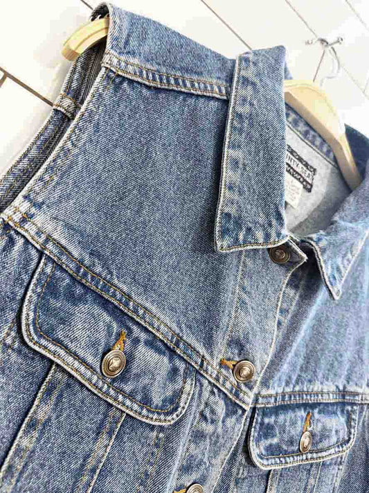 vintage 90s nuovo jeanswear denim vest | county seat - good market thrift store