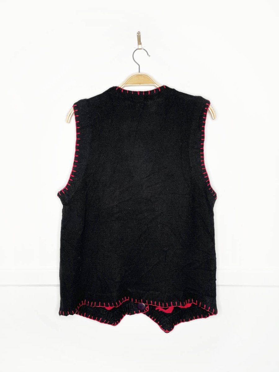 vintage 90s nutcracker blanket stitch knit vest | VJ petites - good market thrift store