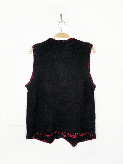 vintage 90s nutcracker blanket stitch knit vest | VJ petites - good market thrift store