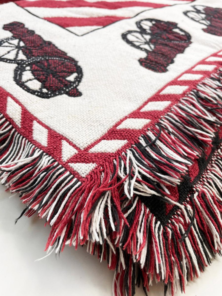 vintage 90s nutcracker woven throw blanket - good market thrift store