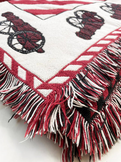 vintage 90s nutcracker woven throw blanket - good market thrift store