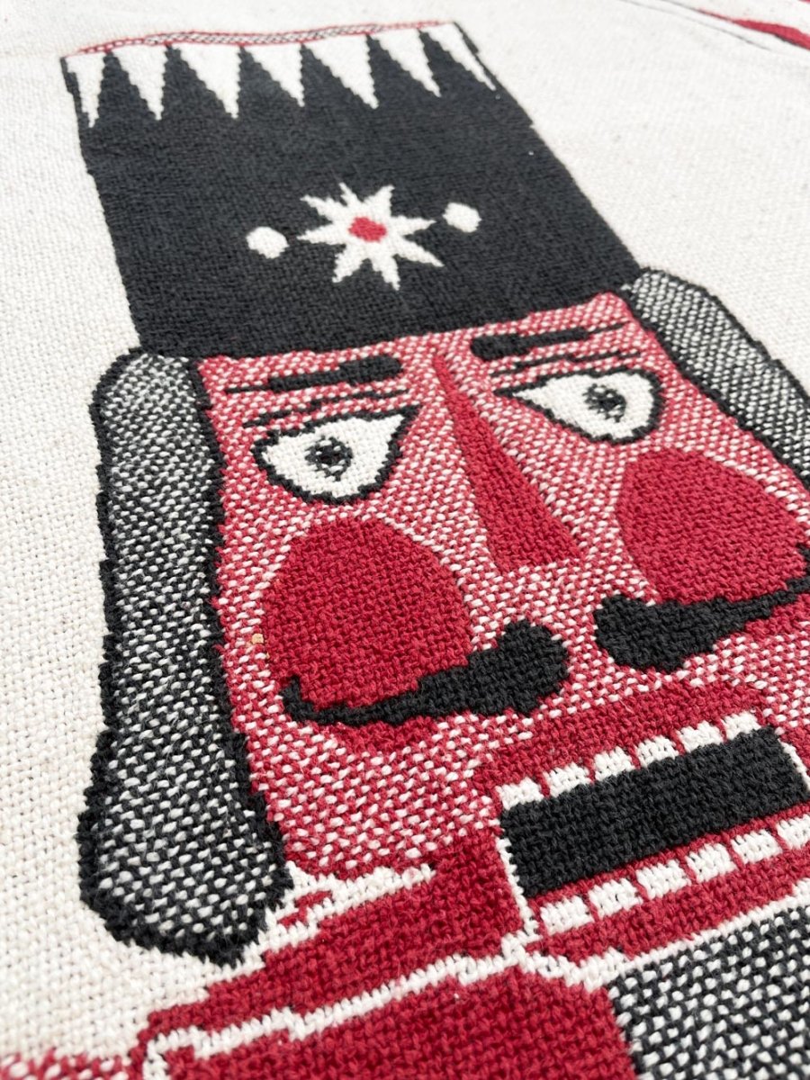 vintage 90s nutcracker woven throw blanket - good market thrift store
