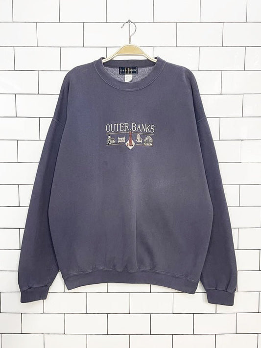 vintage 90s old crew outer banks embroidered beach sweatshirt | made in USA - good market thrift store