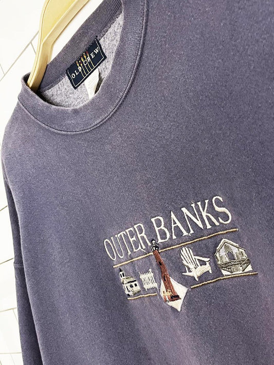 vintage 90s old crew outer banks embroidered beach sweatshirt | made in USA - good market thrift store