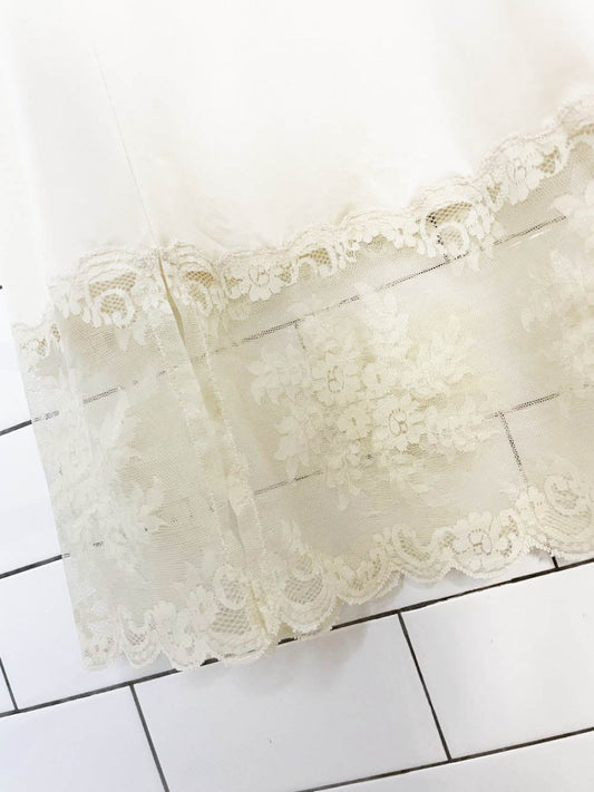 vintage 90s olga sateenn lace trim midi slip skirt - good market thrift store