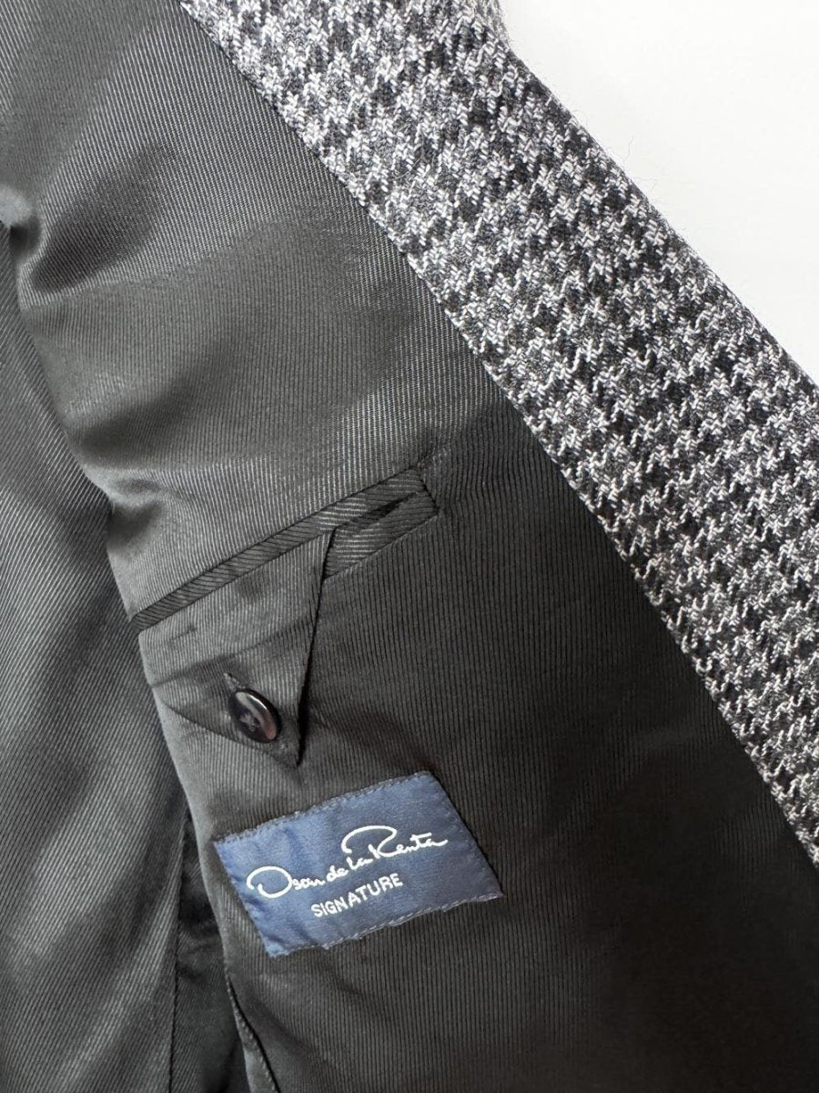 vintage 90s oscar de la renta 100% wool houndstooth blazer - good market thrift store