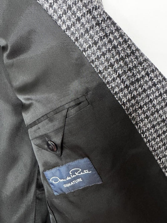 vintage 90s oscar de la renta 100% wool houndstooth blazer - good market thrift store