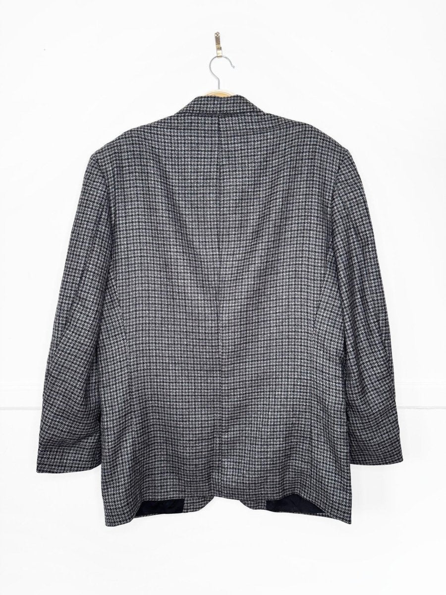 vintage 90s oscar de la renta 100% wool houndstooth blazer - good market thrift store