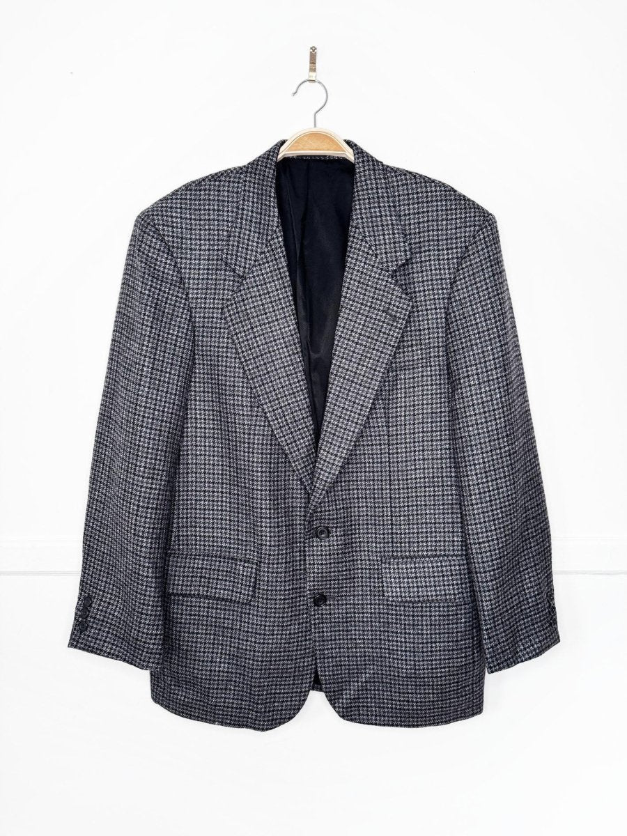 vintage 90s oscar de la renta 100% wool houndstooth blazer - good market thrift store
