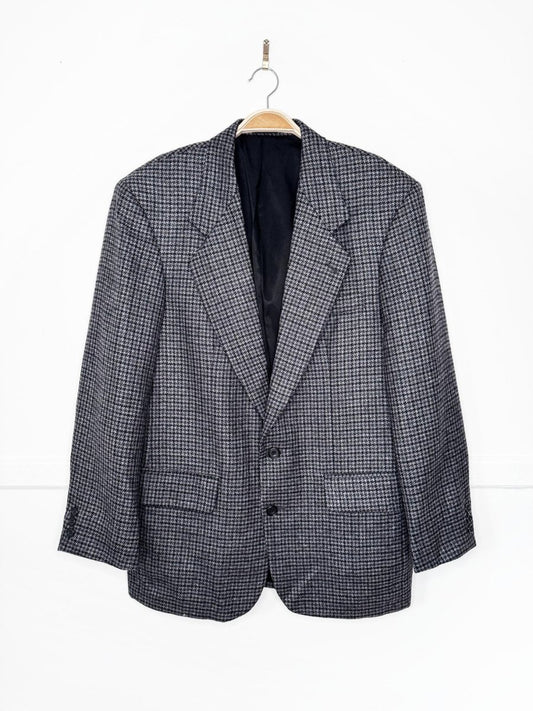 vintage 90s oscar de la renta 100% wool houndstooth blazer - good market thrift store