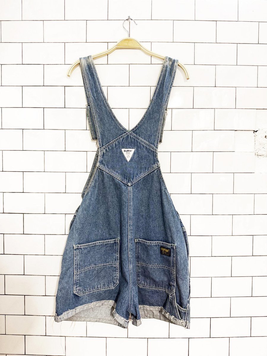 vintage 90s oshkosh rolled hem denim short overalls - good market thrift store