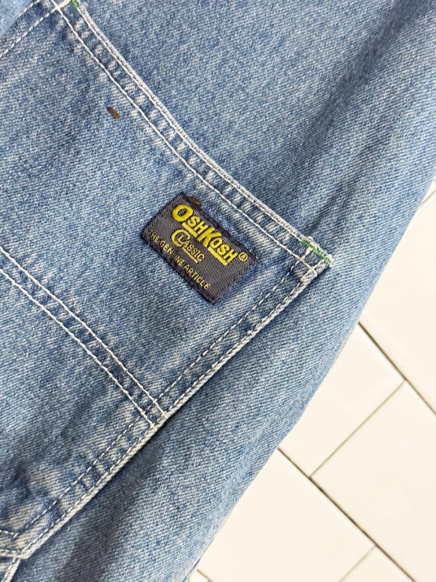 vintage 90s oshkosh rolled hem denim short overalls - good market thrift store