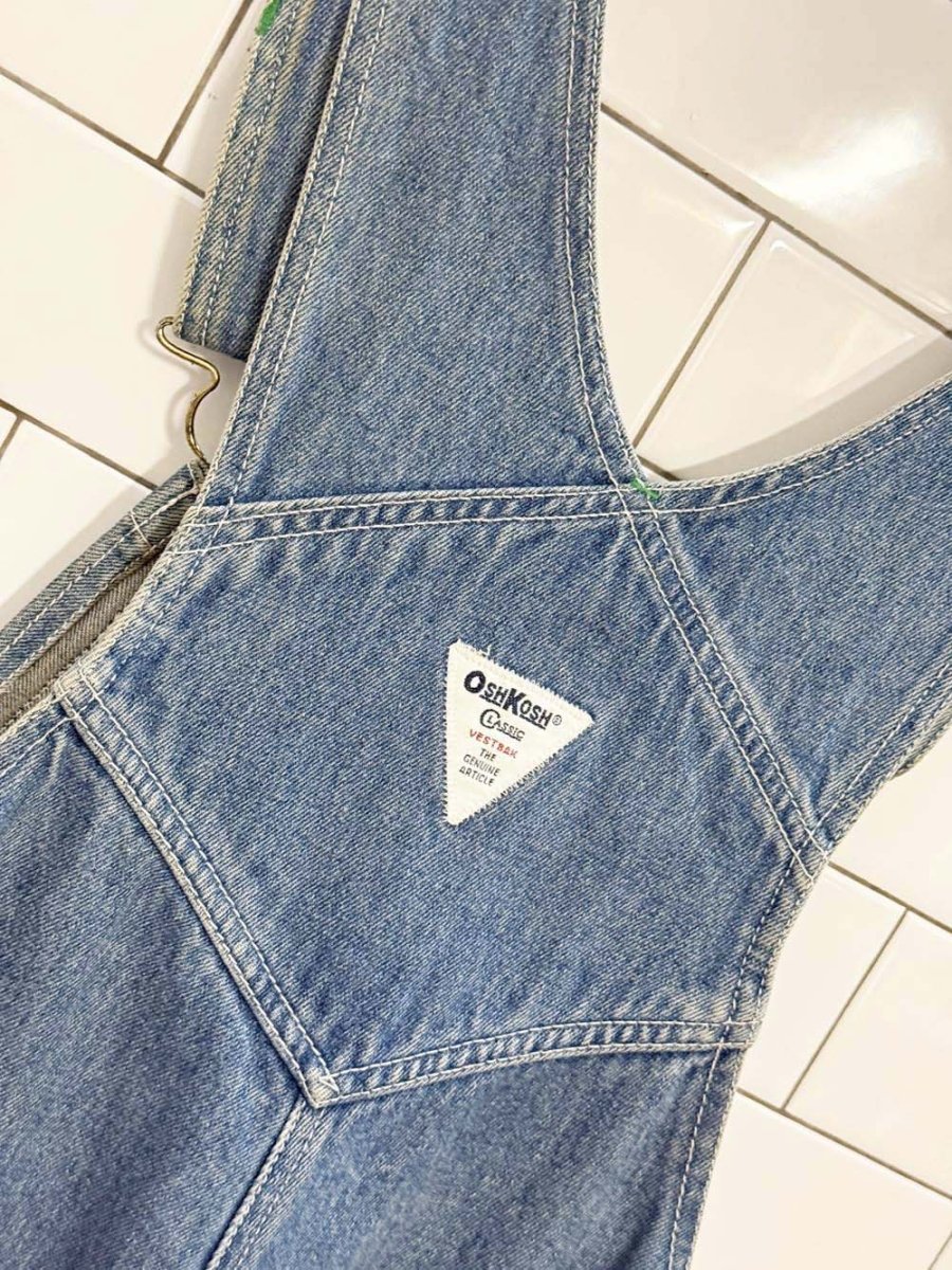 vintage 90s oshkosh rolled hem denim short overalls - good market thrift store