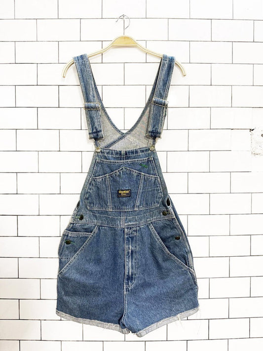 vintage 90s oshkosh rolled hem denim short overalls - good market thrift store