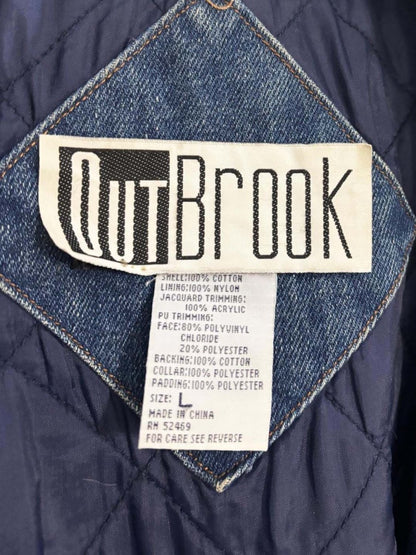 vintage 90s outbrook southwestern tapestry lined denim jacket - good market thrift store