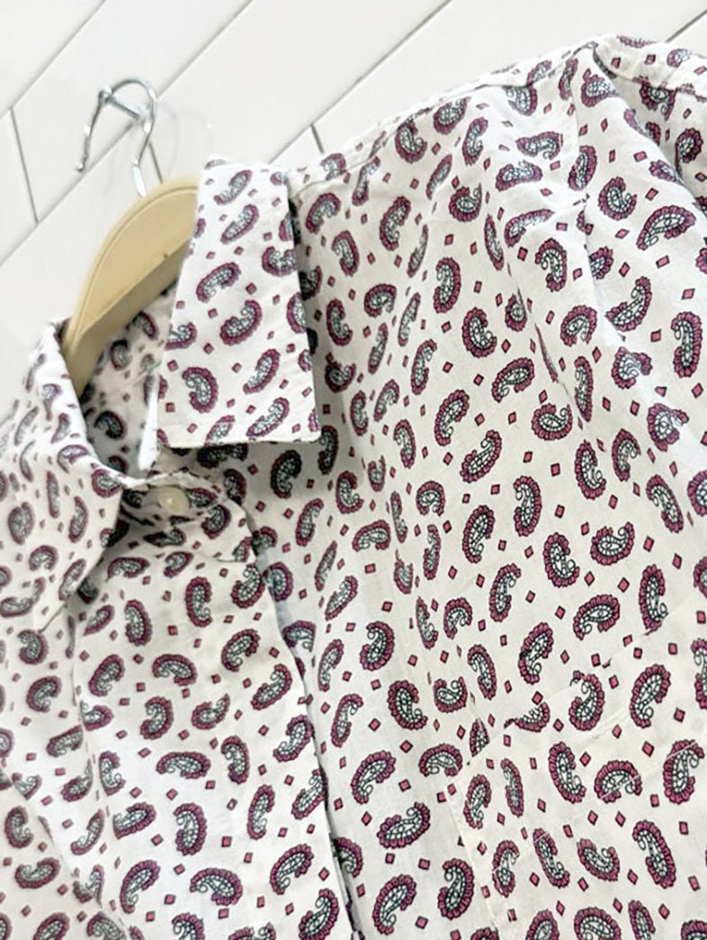 vintage 90s paisley full button chest pocket shirt - good market thrift store