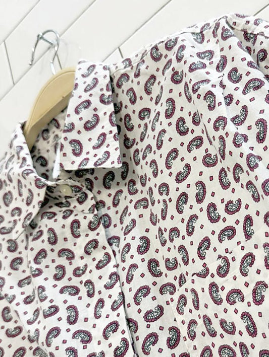 vintage 90s paisley full button chest pocket shirt - good market thrift store