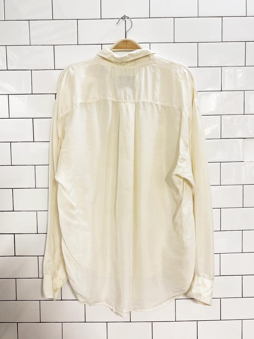 vintage 90s pasha 100% silk button down shirt - good market thrift store