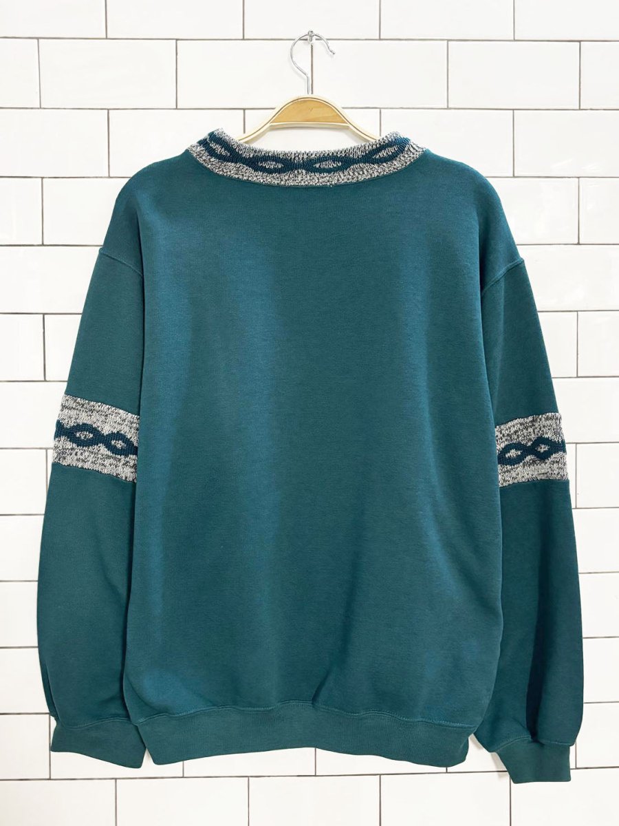 vintage 90s pattern knit trim sweatshirt - good market thrift store