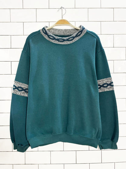vintage 90s pattern knit trim sweatshirt - good market thrift store