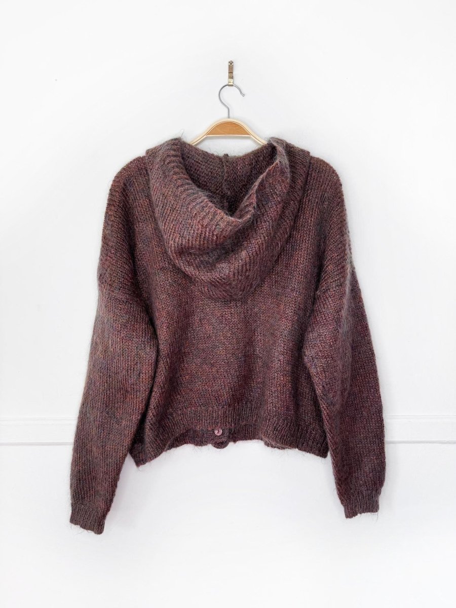 vintage 90s paul et duffier mohair-blend boxy knit hoodie cardigan - good market thrift store
