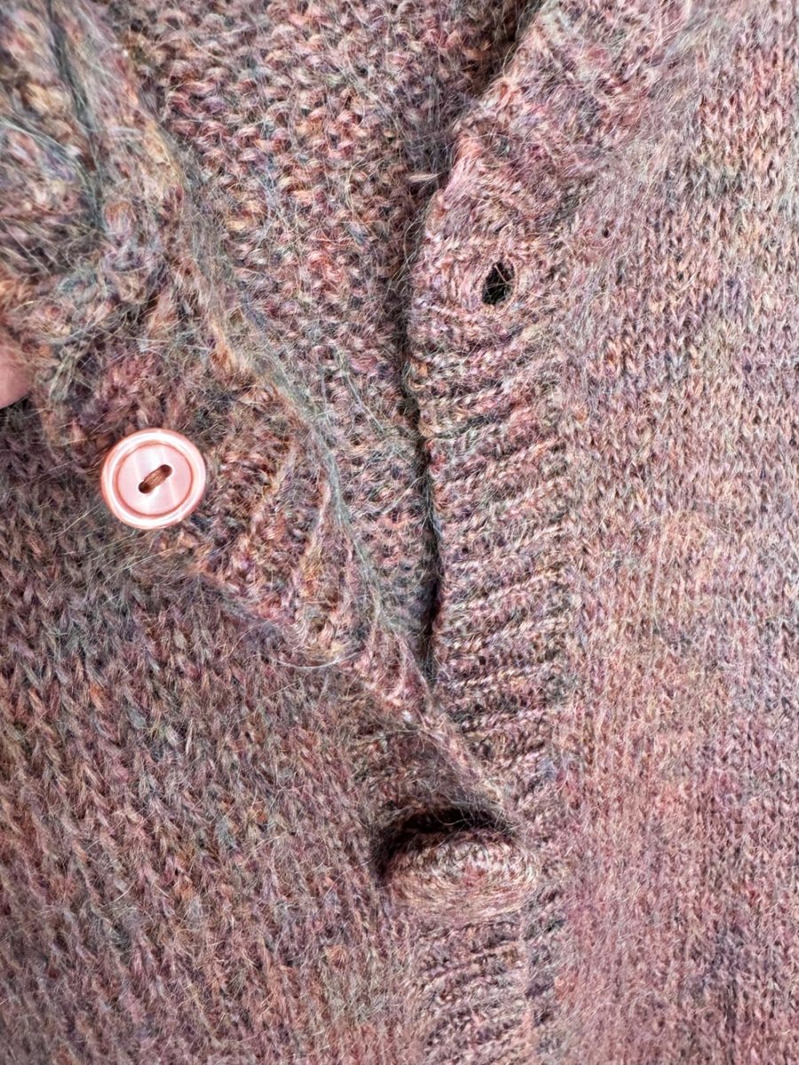 vintage 90s paul et duffier mohair-blend boxy knit hoodie cardigan - good market thrift store