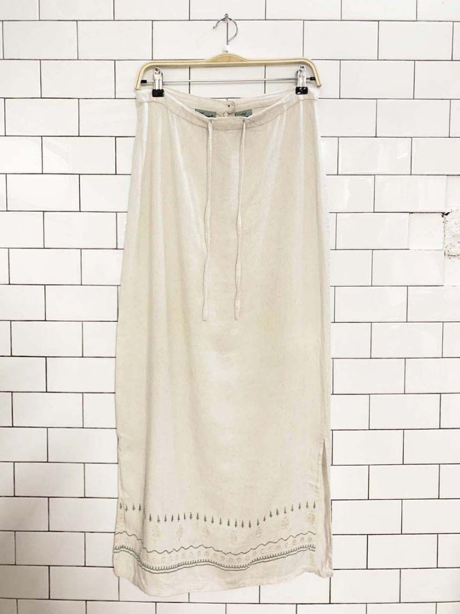 vintage 90s penmans linen blend embroidered maxi skirt - good market thrift store