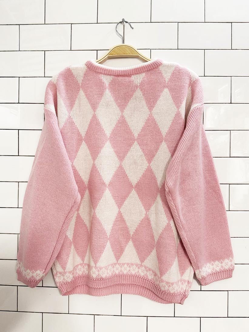 vintage 90s perspective argyle knit sweater - good market thrift store