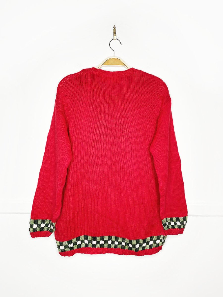 vintage 90s petite sophisticate christmas tree + bears knit sweater - good market thrift store