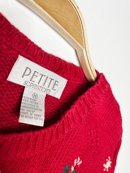 vintage 90s petite sophisticate christmas tree + bears knit sweater - good market thrift store