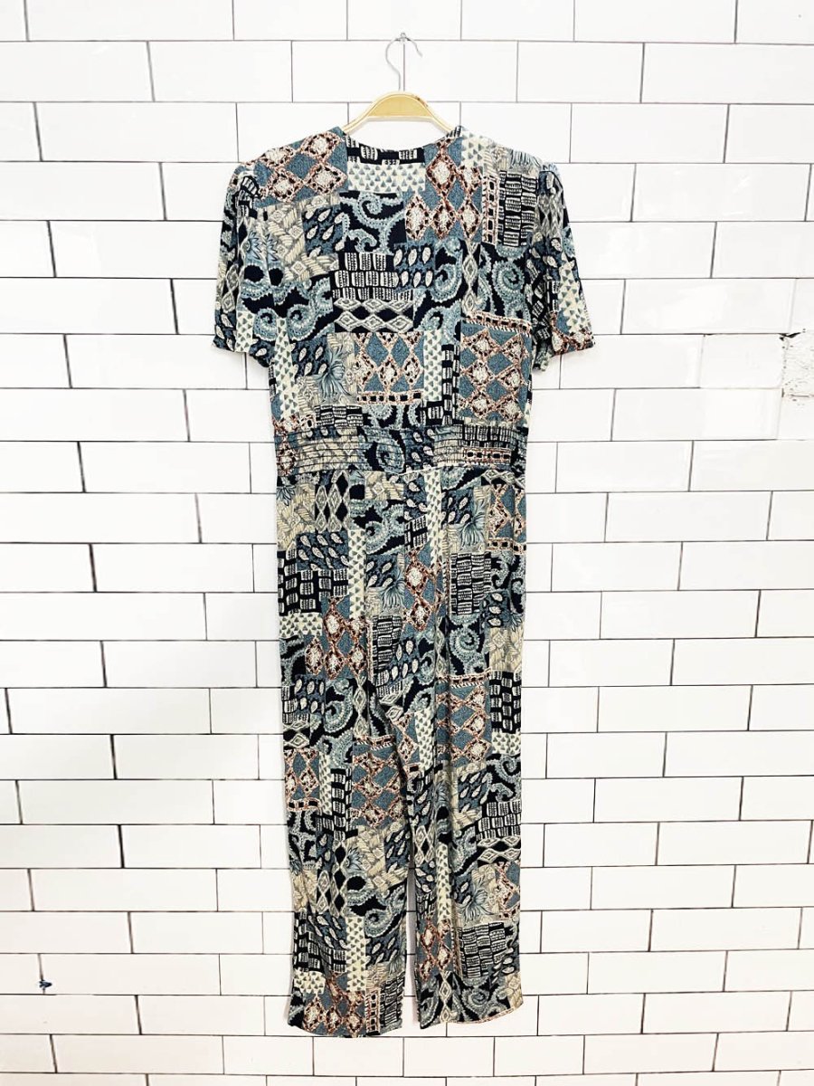 vintage 90s petite sophisticate tie waist 1/2 button jumpsuit | made in USA - good market thrift store
