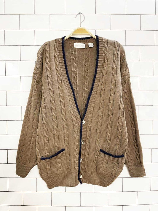 vintage 90s pierre cardin cable knit cardigan - good market thrift store