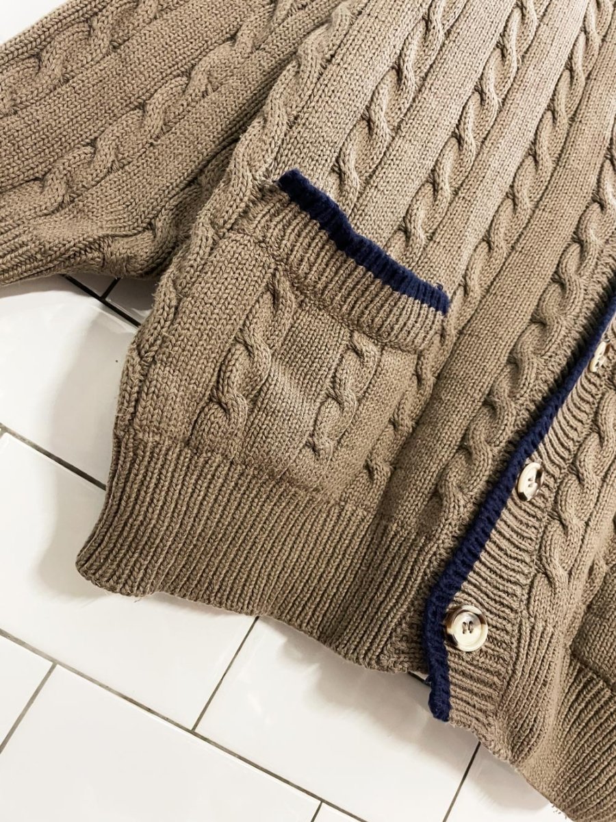 vintage 90s pierre cardin cable knit cardigan - good market thrift store