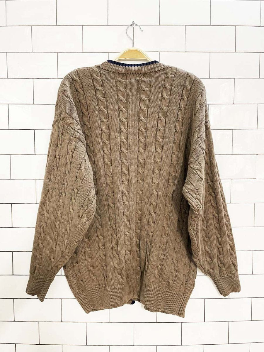 vintage 90s pierre cardin cable knit cardigan - good market thrift store