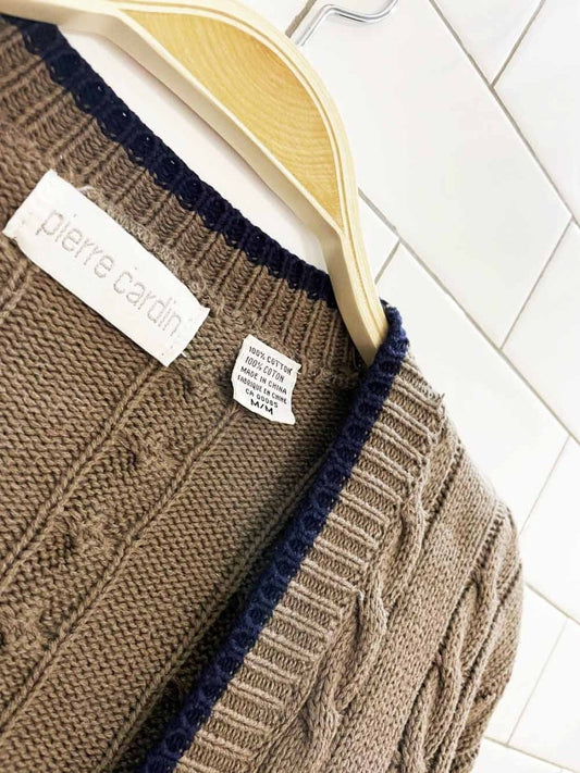 vintage 90s pierre cardin cable knit cardigan - good market thrift store