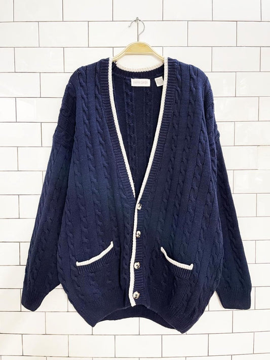 vintage 90s pierre cardin cable knit cardigan - good market thrift store