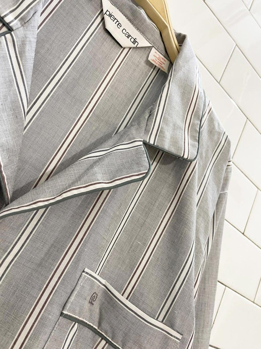 vintage 90s pierre cardin pajama - style striped shirt - good market thrift store