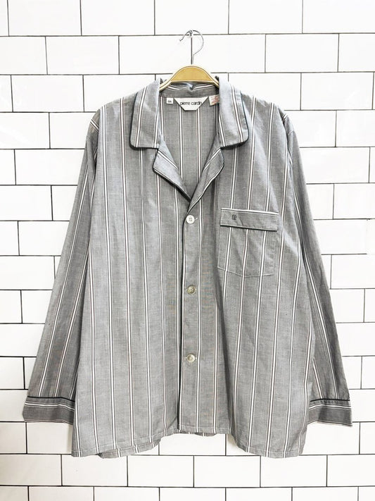 vintage 90s pierre cardin pajama - style striped shirt - good market thrift store