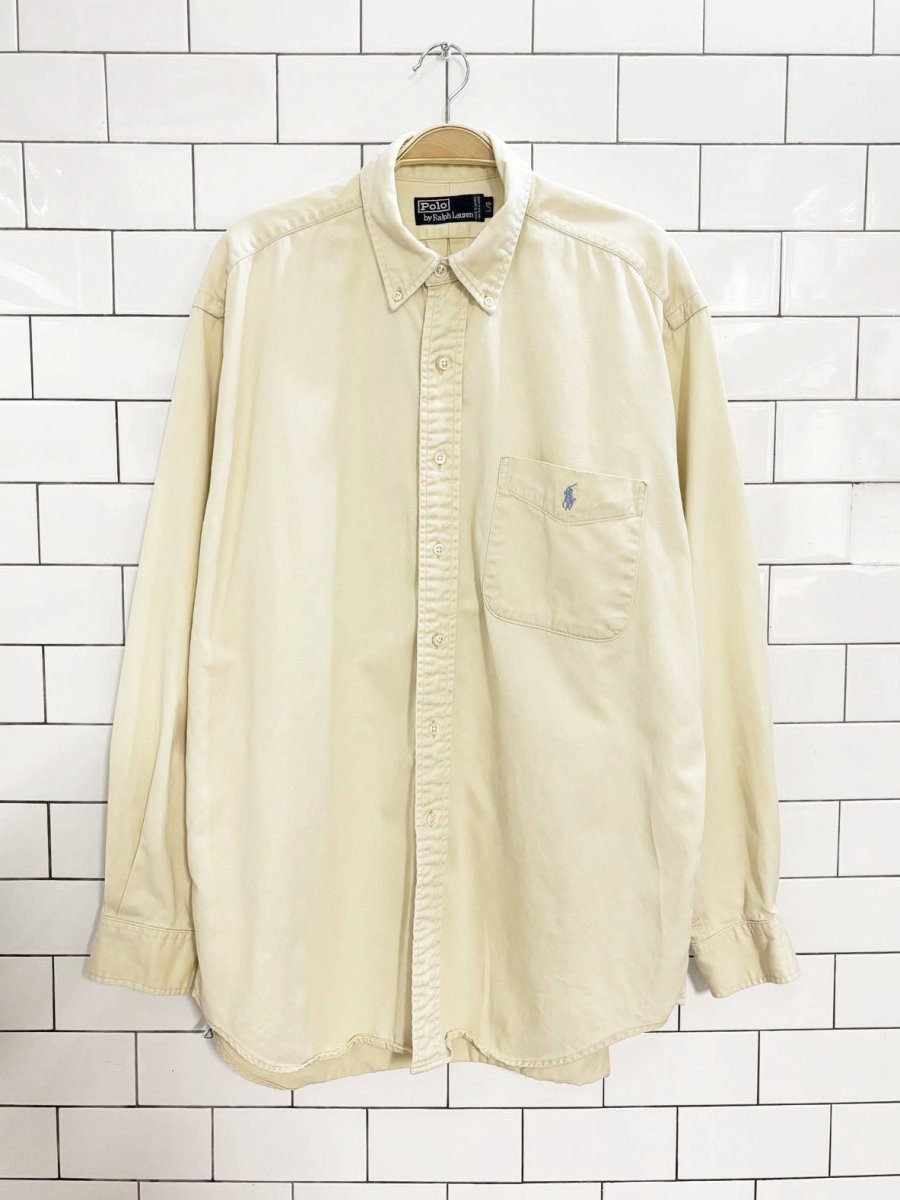 vintage 90s polo ralph butter yellow shirt - good market thrift store