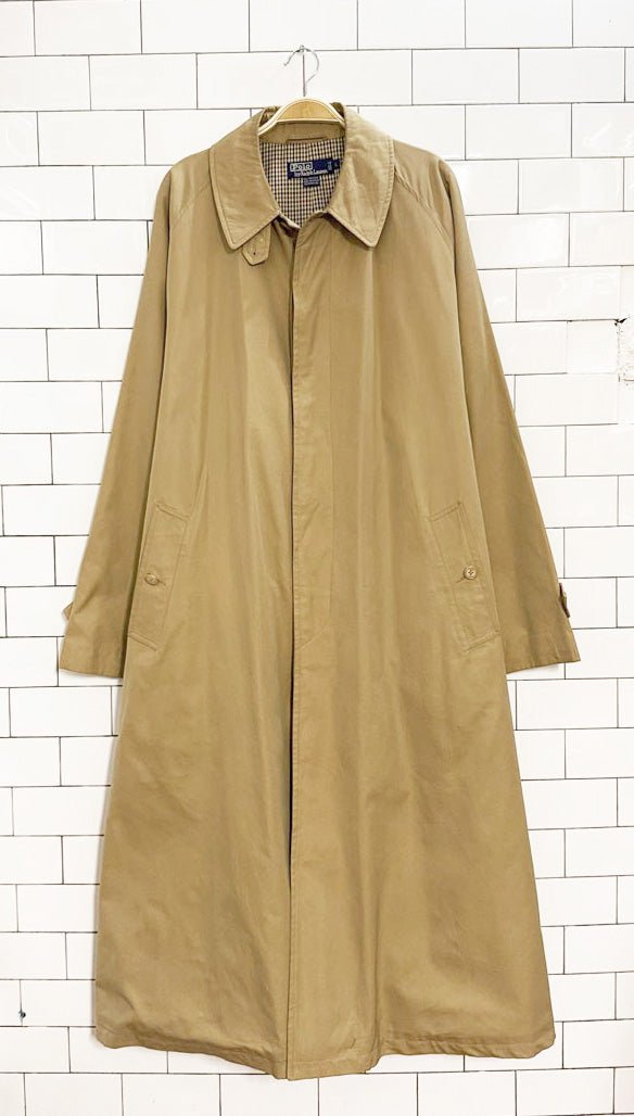 vintage 90s polo ralph lauren belted trench coat | check lining - good market thrift store