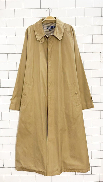 vintage 90s polo ralph lauren belted trench coat | check lining - good market thrift store