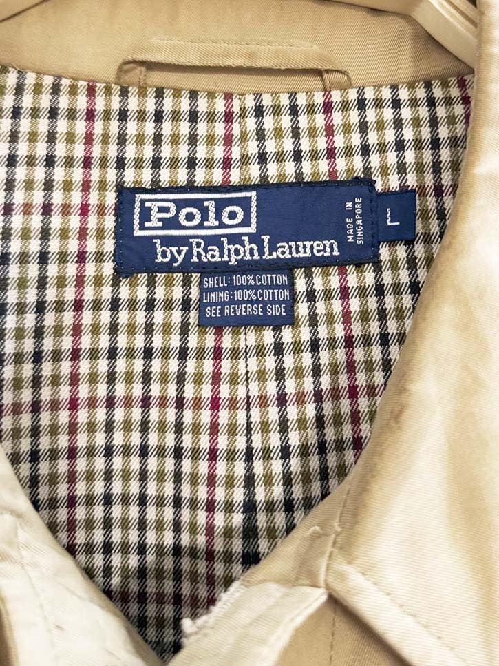 vintage 90s polo ralph lauren belted trench coat | check lining - good market thrift store