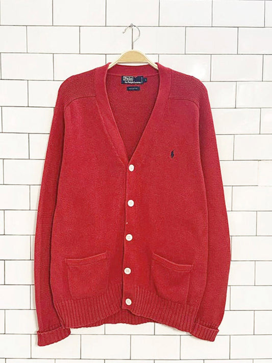 vintage 90s polo ralph lauren cotton knit cardigan - good market thrift store