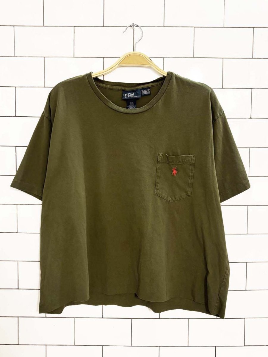 vintage 90s polo ralph lauren cropped pocket tee - good market thrift store