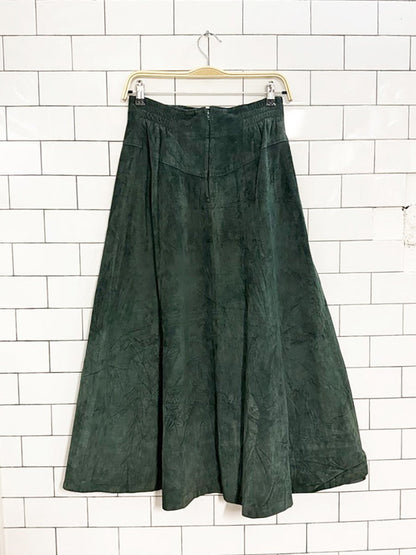vintage 90s positano pelle basqe waist suede a - line midi maxi skirt | leather - good market thrift store