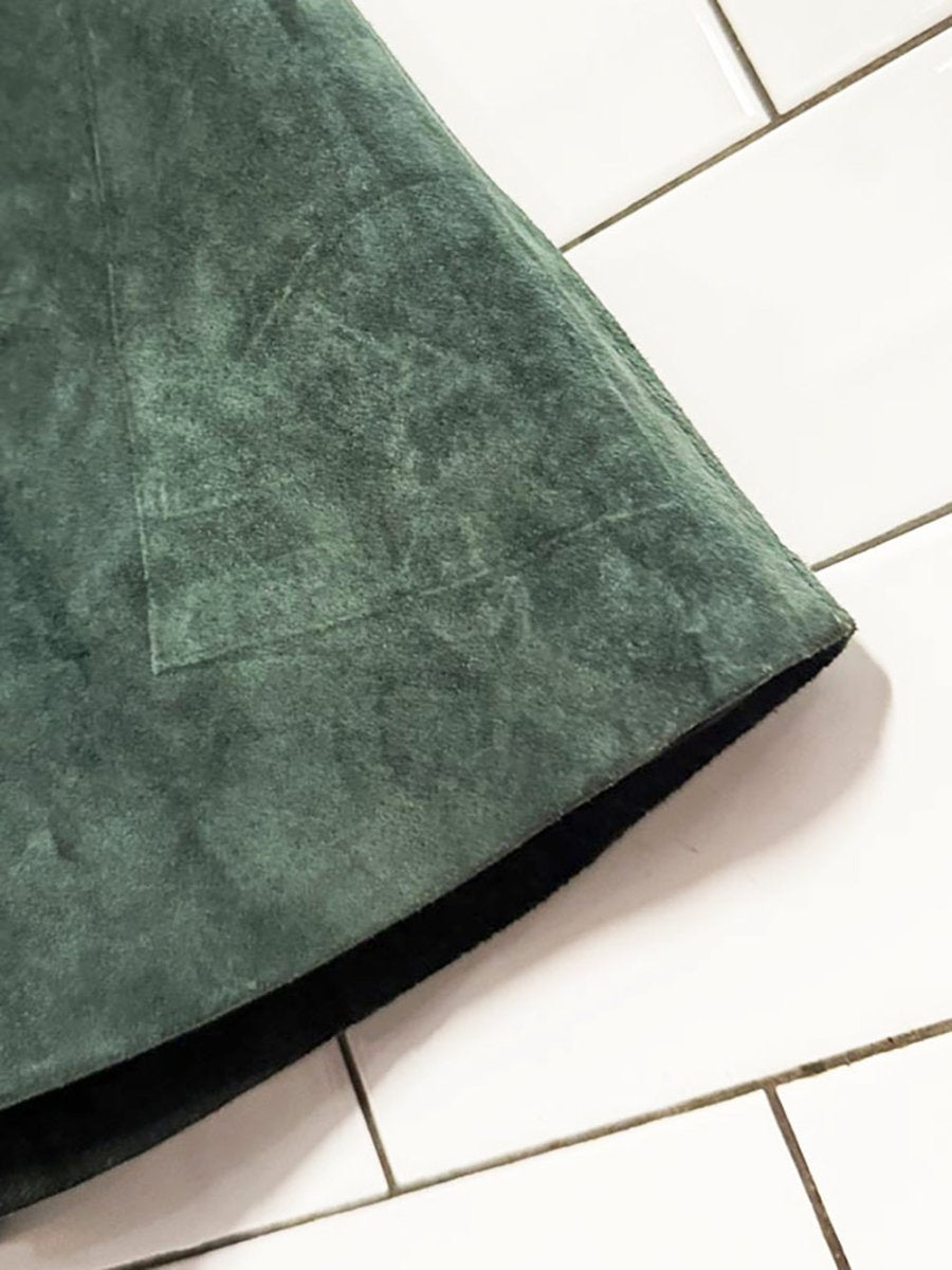 vintage 90s positano pelle basqe waist suede a - line midi maxi skirt | leather - good market thrift store