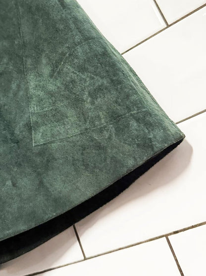 vintage 90s positano pelle basqe waist suede a - line midi maxi skirt | leather - good market thrift store