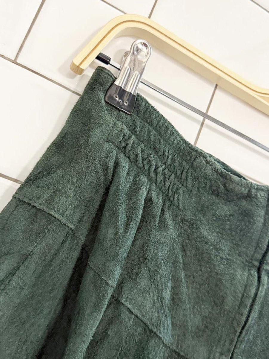 vintage 90s positano pelle basqe waist suede a - line midi maxi skirt | leather - good market thrift store