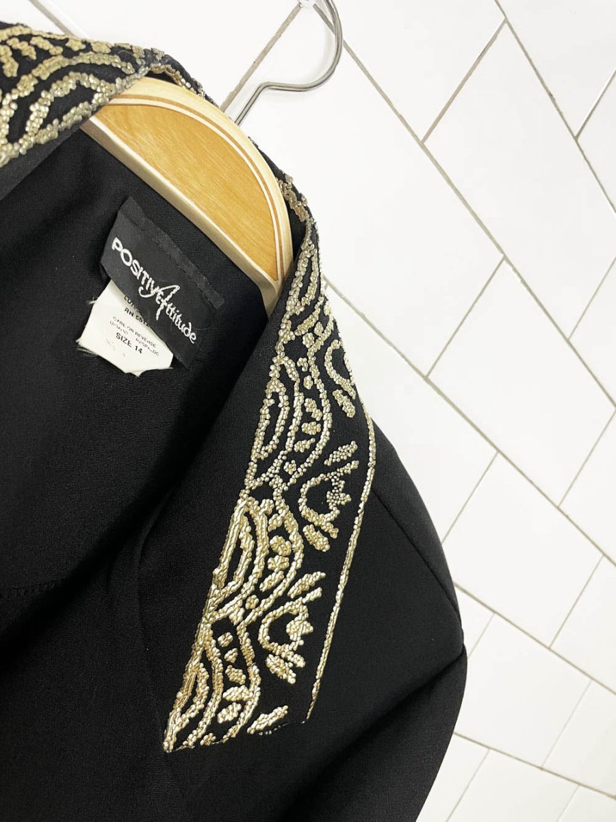 vintage 90s positive attitude gold trim blazer | made in USA - good market thrift store
